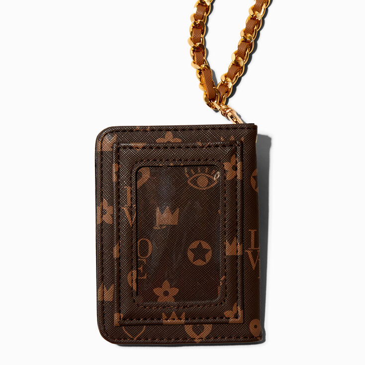 Brown Status Icons Wallet with Chain Lanyard