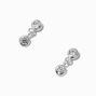 C LUXE by Claire&#39;s Sterling Silver Double Bezel-Set Cubic Zirconia  Drop Earrings,