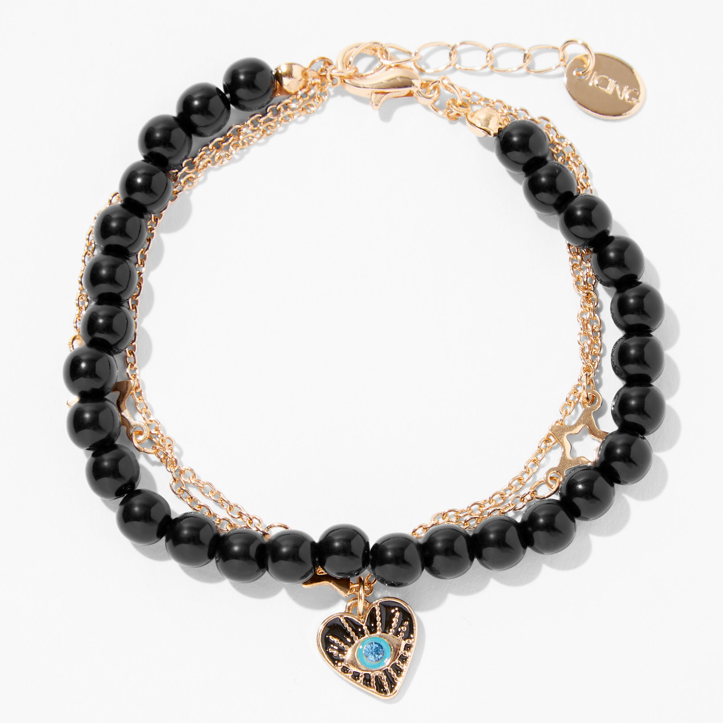 Gold & Black Evil Eye Star Multi Strand Bracelet,