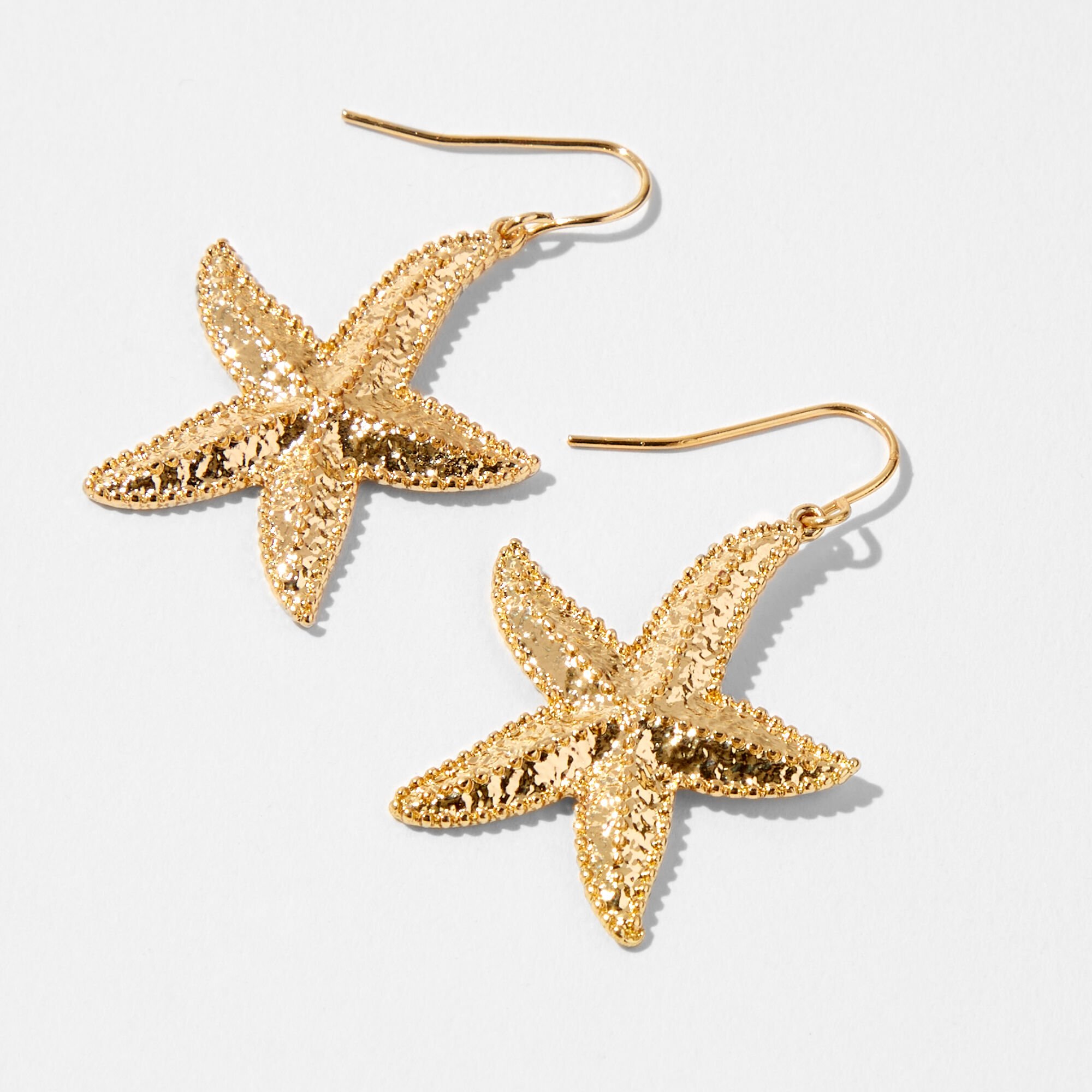 Gold Starfish 1" Drop Earrings,