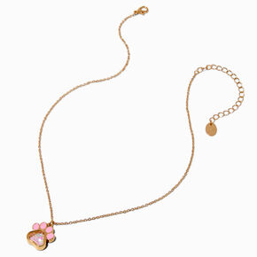 Pink Paw Shaker Pendant Necklace,