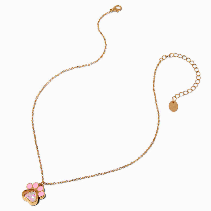 Pink Paw Shaker Pendant Necklace,