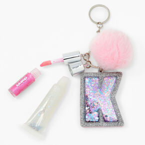 Initial Pink Lip Gloss Keychain - K,