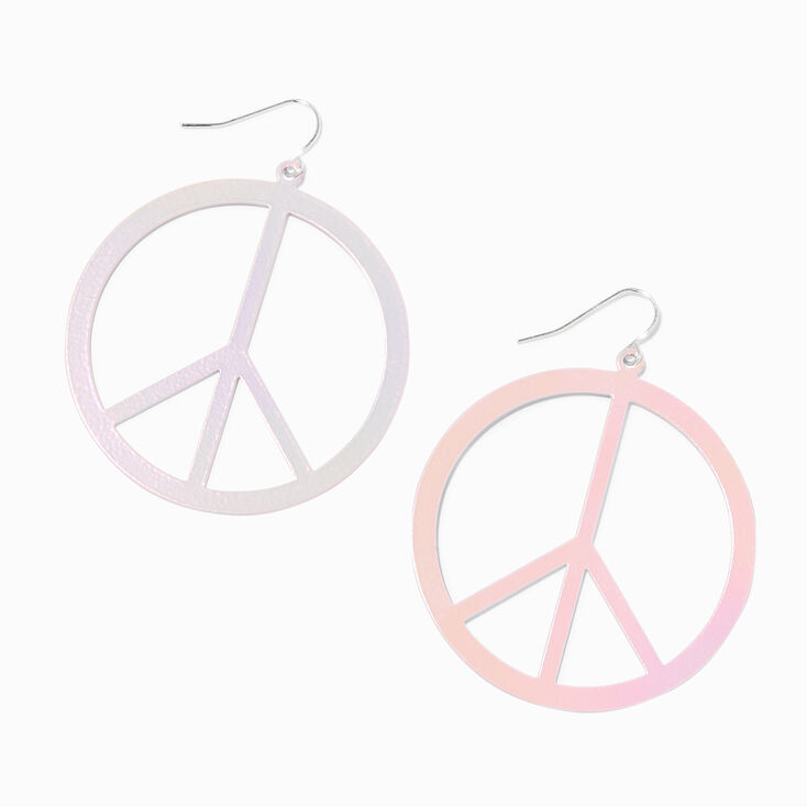 Pink Ombre Peace Sign 1.5&quot; Drop Earrings,