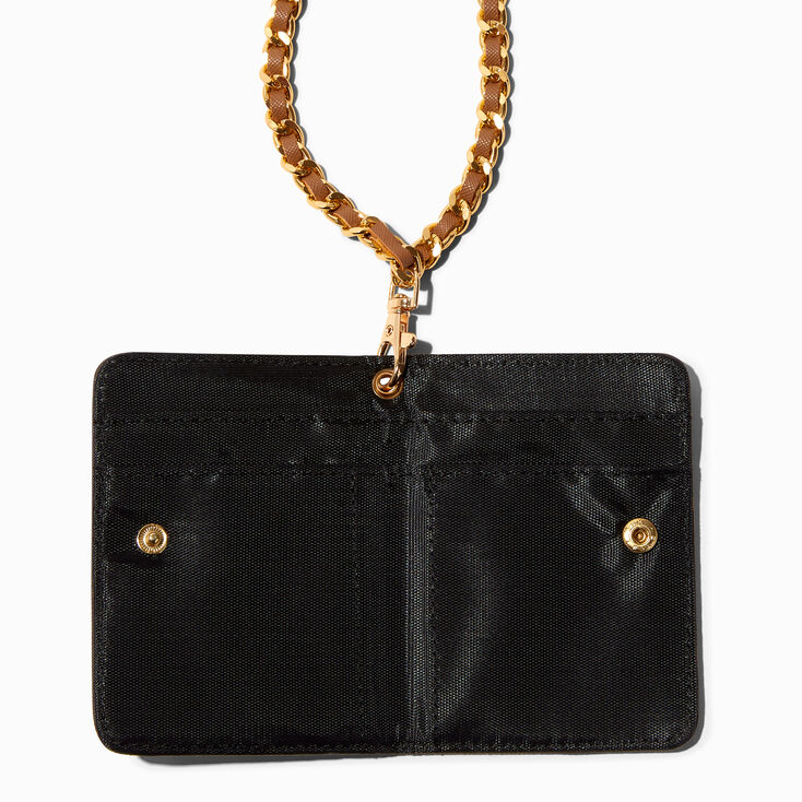 Brown Status Icons Wallet with Chain Lanyard