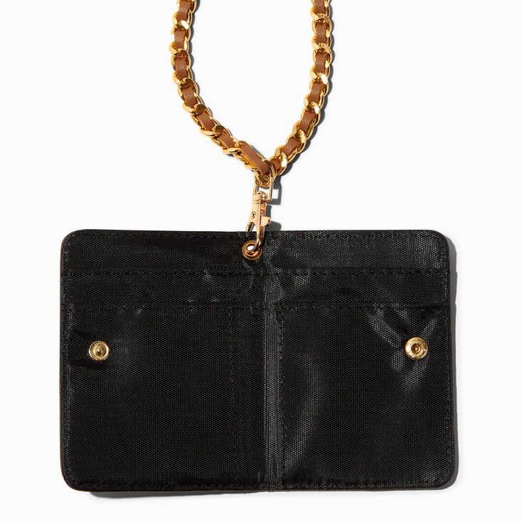 Brown Status Icons Wallet with Chain Lanyard,