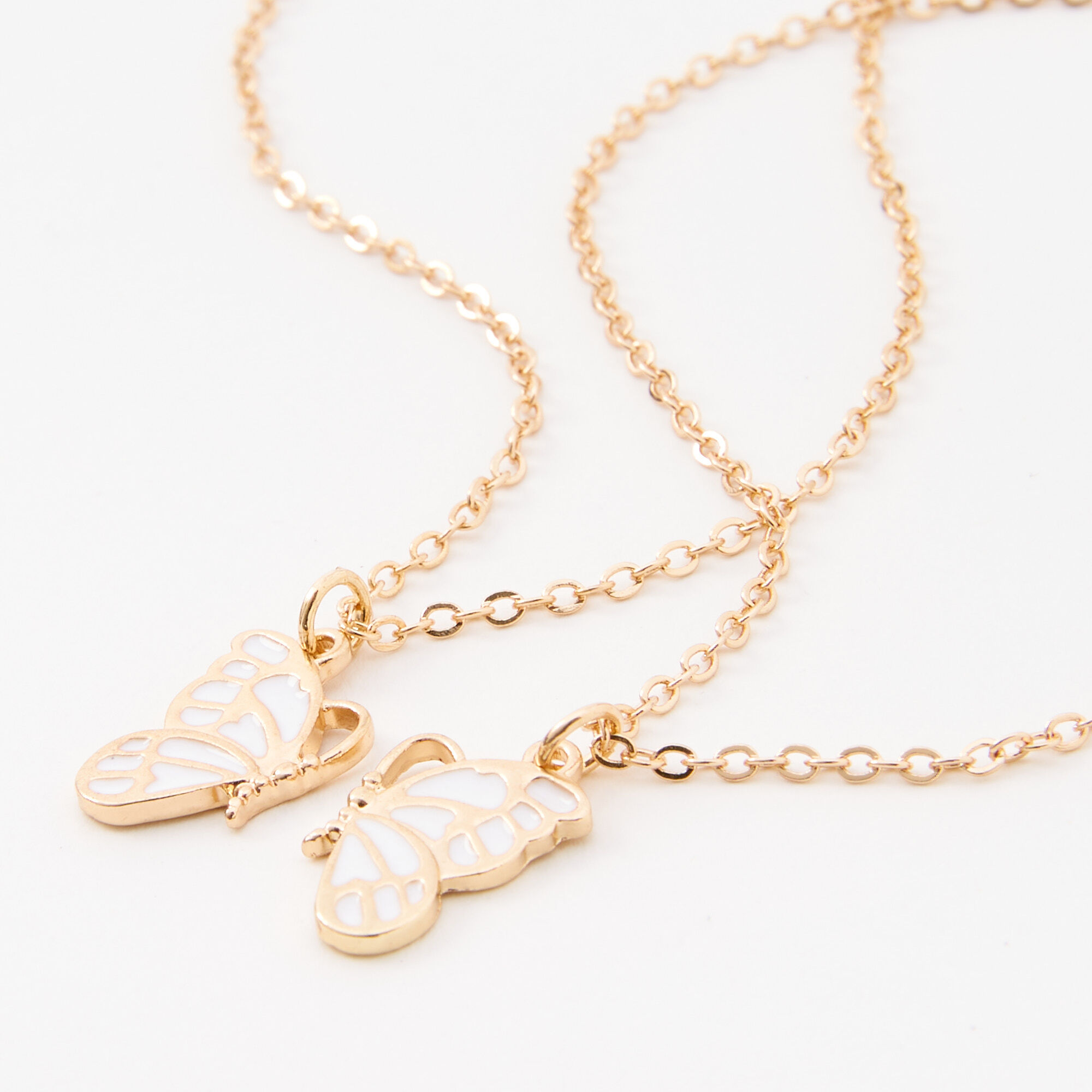 Best Friends White Butterfly Pendant Necklaces 2 Pack