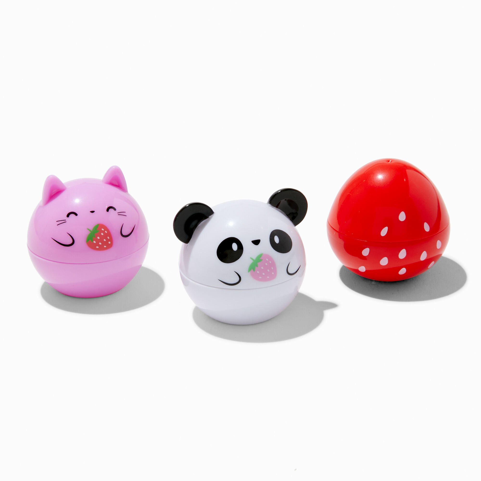 Strawberry Critters Flavoured Lip Balm Pot Set - 3 Pack,