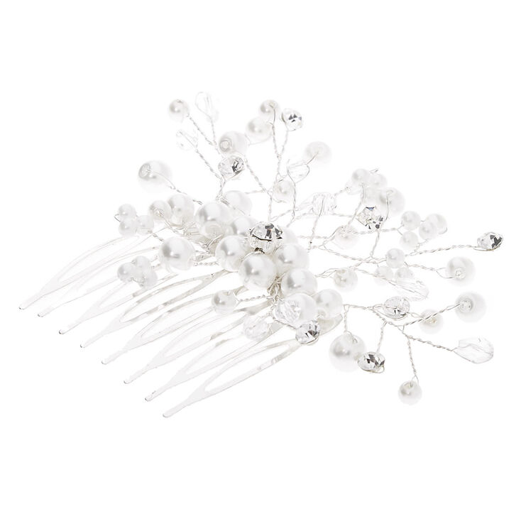 Claire's Peigne à cheveux fleur de cerisier perle d'imitation couleur argentée