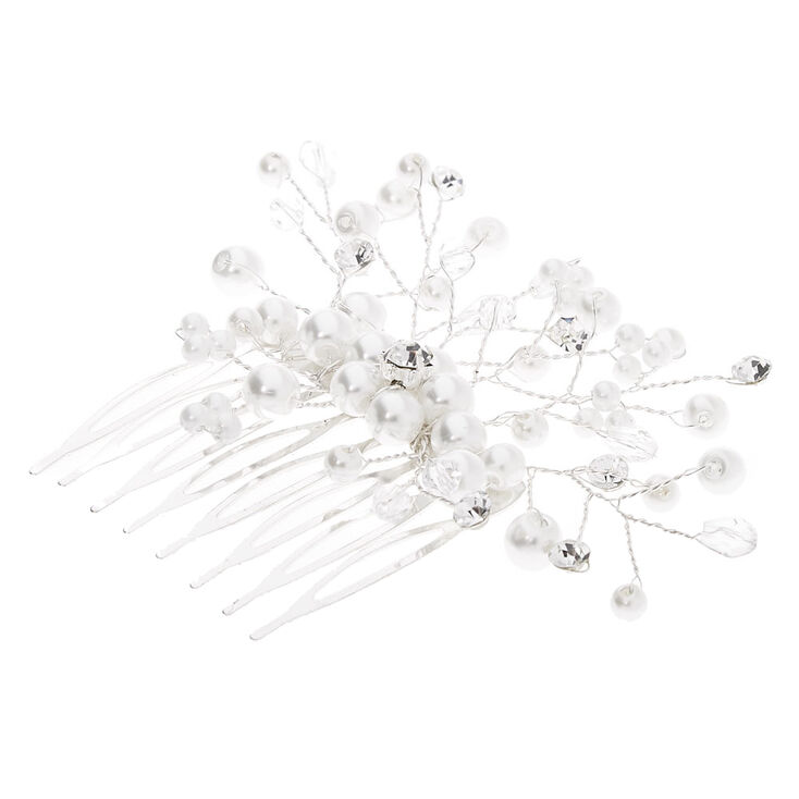 Silver Pearl Cherry Blossom Hair Comb,