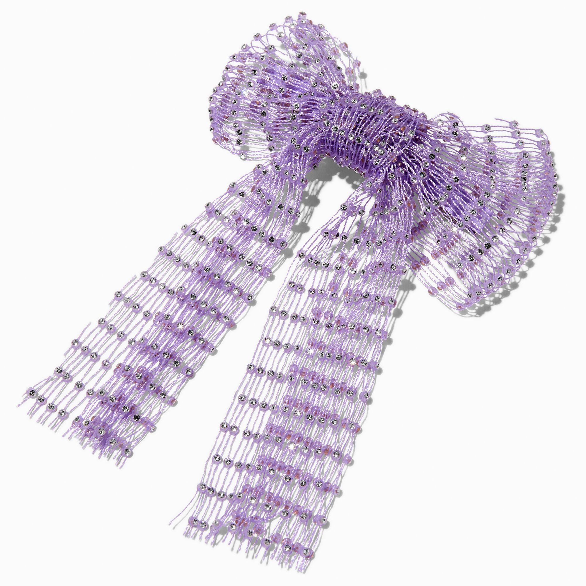 View Claires Crystal Mesh Bow Hair Clip Lilac information