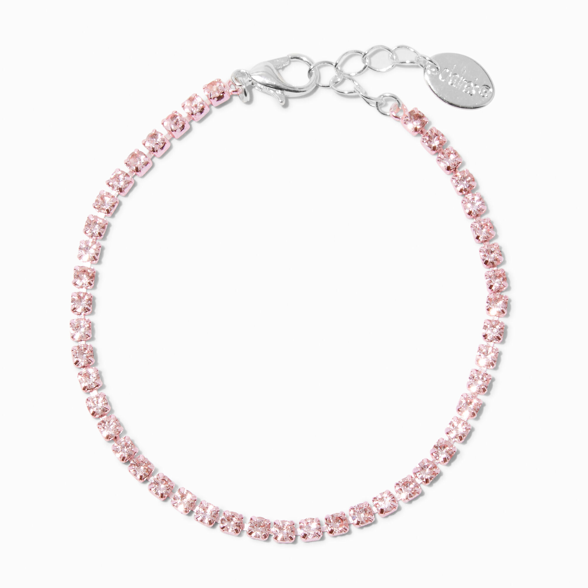 View Claires Pale Rhinestone Cup Chain Bracelet Pink information