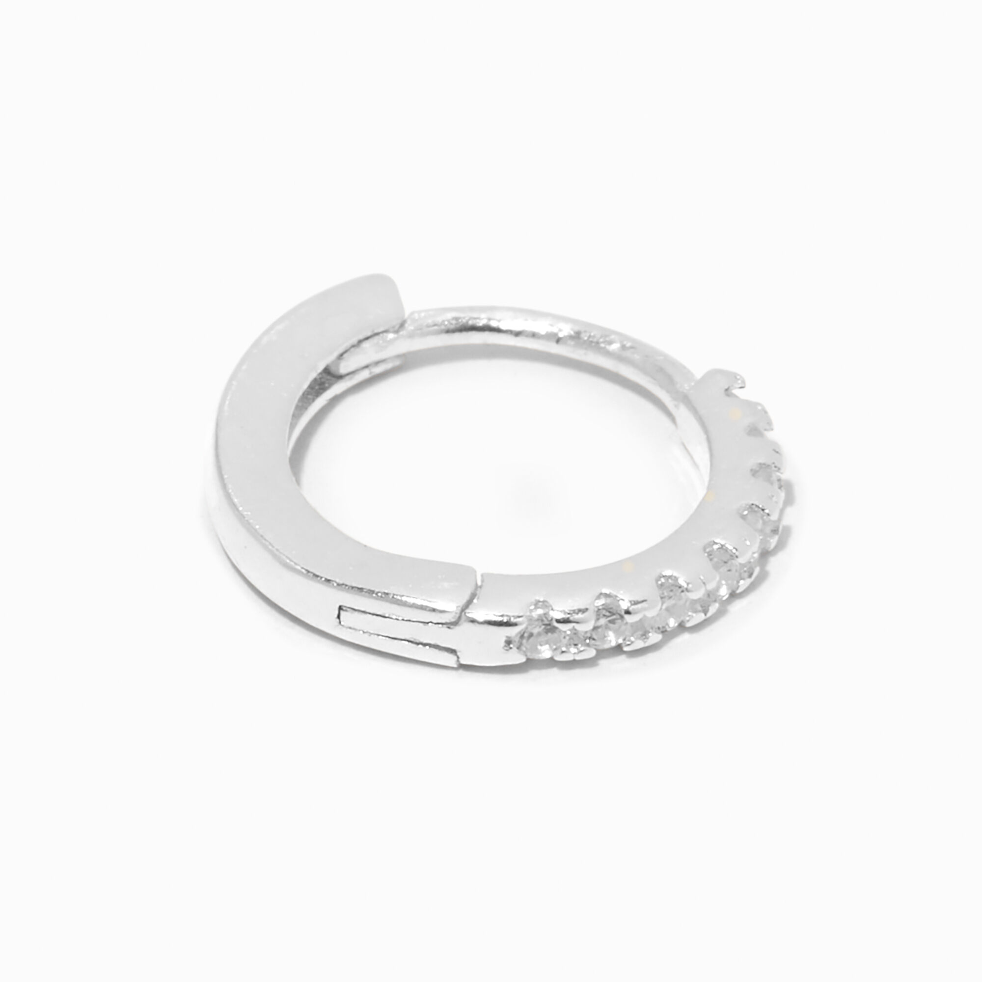 Sterling Silver 10MM Cubic Zirconia Cartilage Hoop Earring Claire s