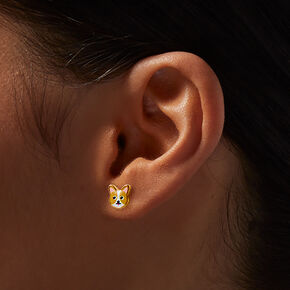 C LUXE by Claire&#39;s 18kt Gold Plated Corgi Stud Earrings,
