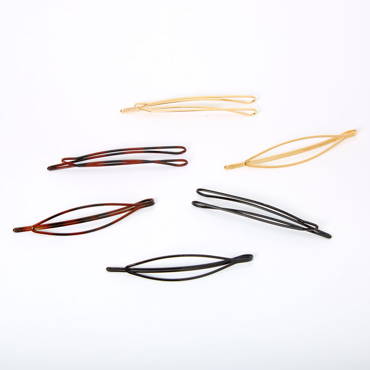 Solid Tortoiseshell Geometric Hair Pins - 6 Pack,