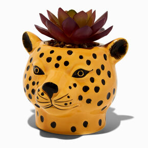 Cheetah Planter with Faux Succulent,