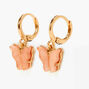 Pink 10MM Gold-tone Butterfly Huggie Hoop Earrings,