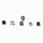 Stainless Steel Cubic Zirconia Changeable Flat Back 16G Tragus Earrings - 5 Pack,