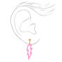 Pink Lightning Bolt Clip On Drop Earrings,