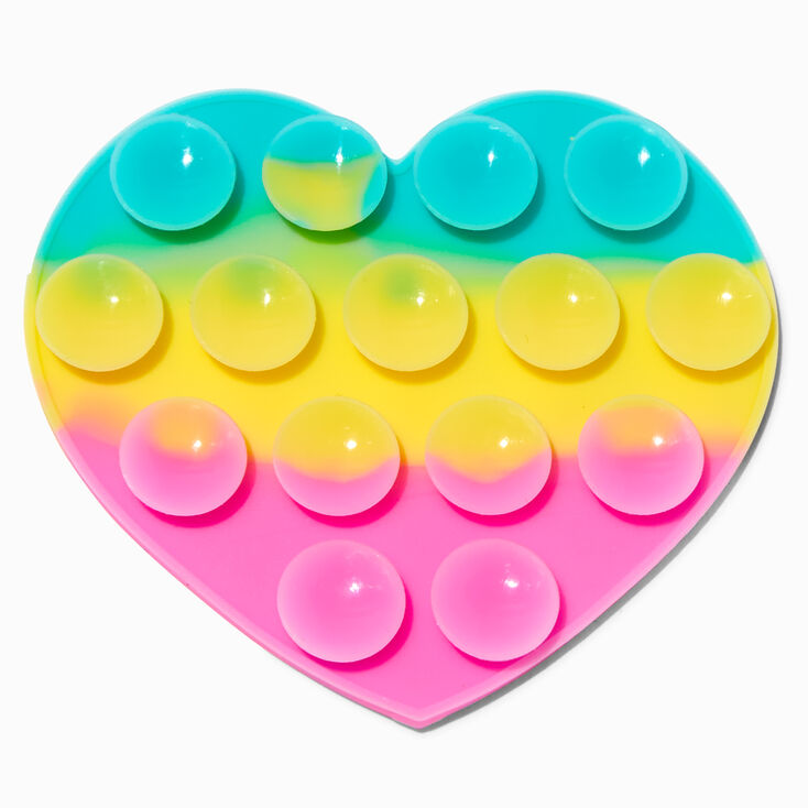 Support adh&eacute;sif pour coque de portable &agrave; ventouse en silicone c&oelig;ur &agrave; rayures,