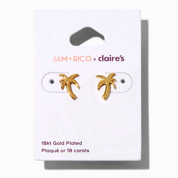 JAM + RICO x Claire&#39;s 18k Yellow Gold Plated Palm Tree Stud Earrings,