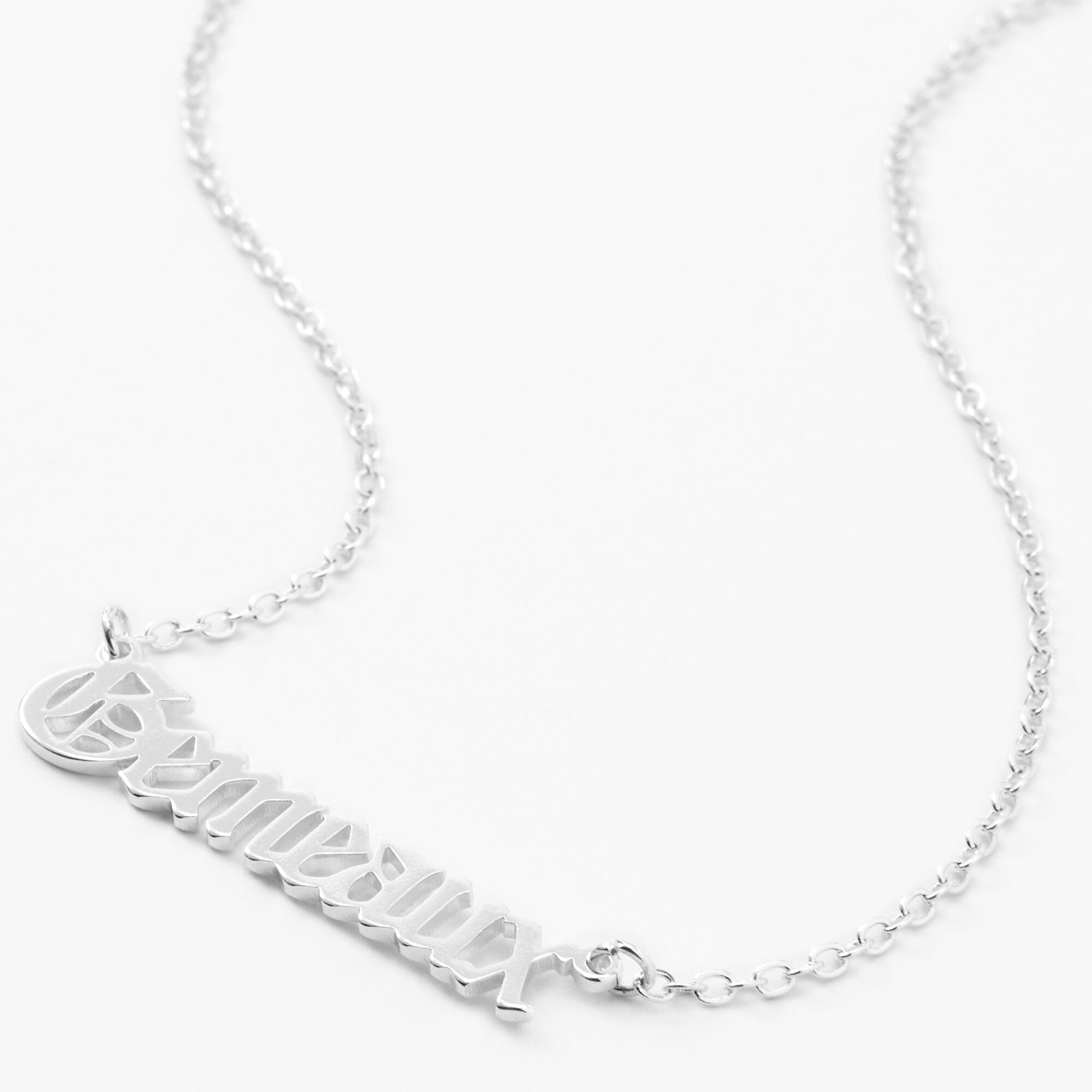 View Claires Tone Gothic Zodiac Pendant Necklace Gemini Silver information