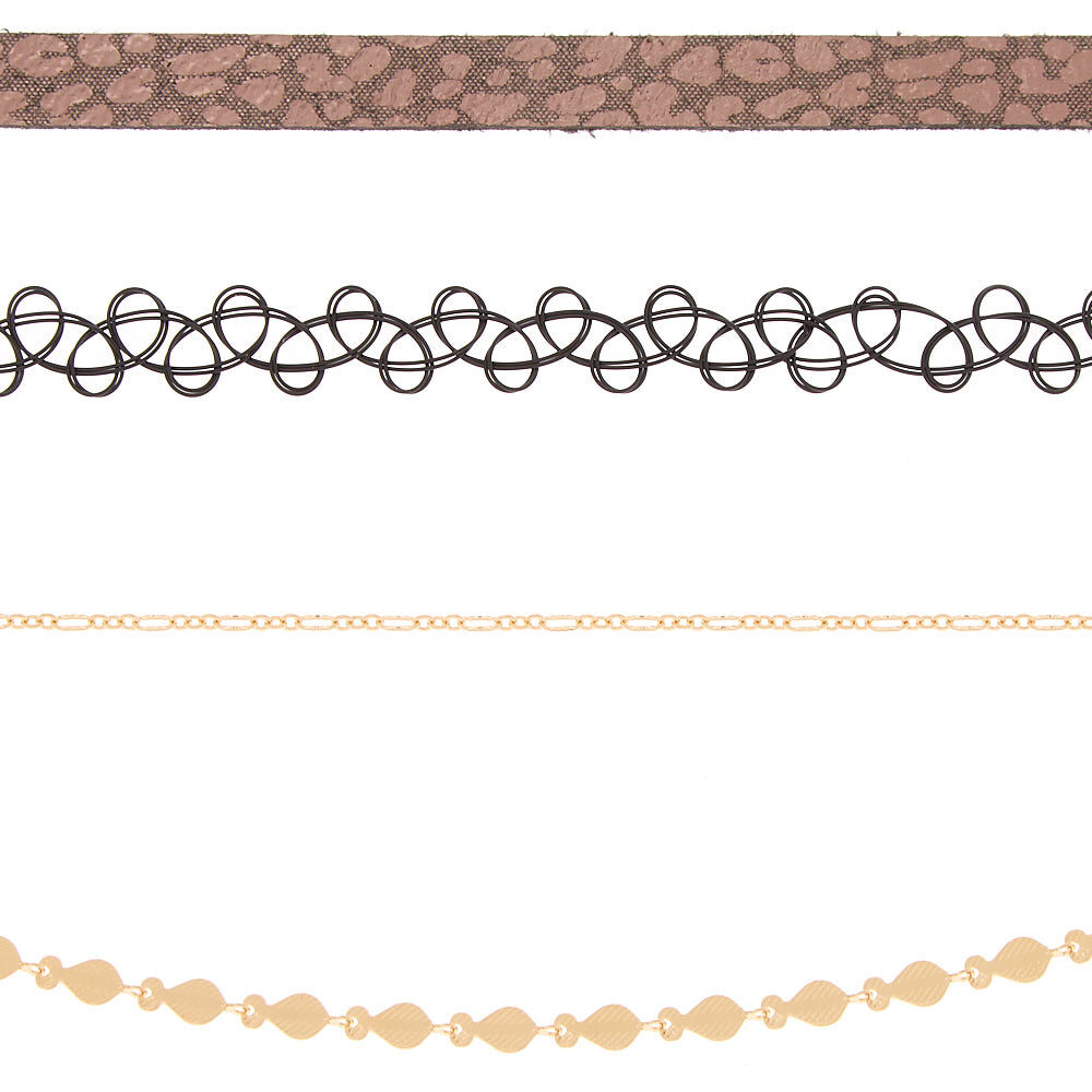 Wild Side Choker Necklaces - 4 Pack,