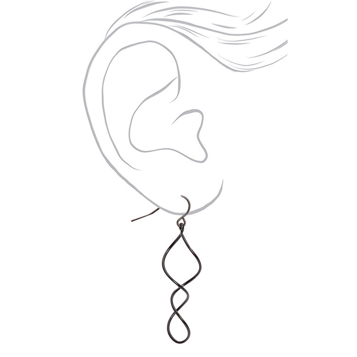 Black 1.5&quot; Ribbon Twist Drop Earrings,