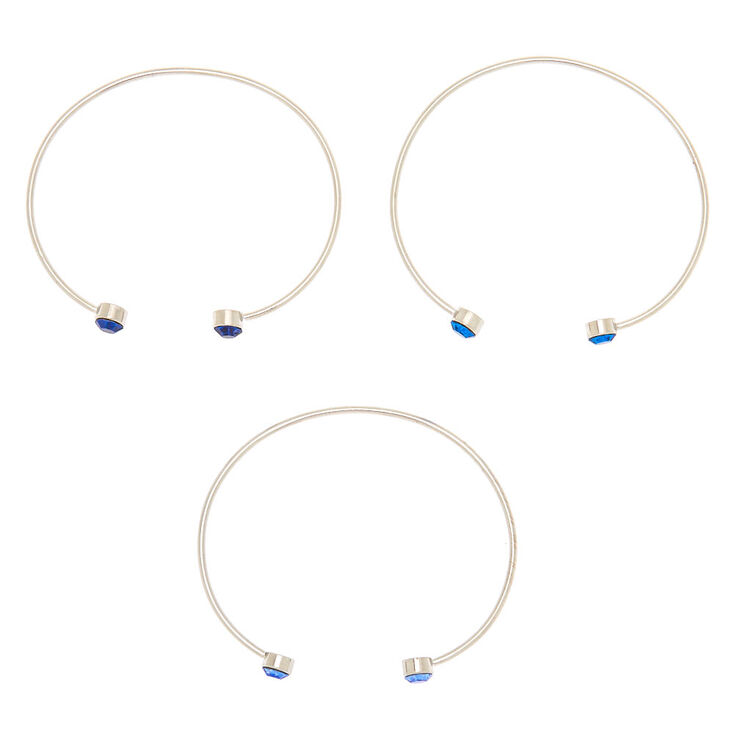 Silver Embellished Cuff Bracelets - Blue,