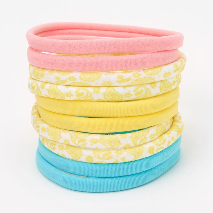 Yellow Paisley Rolled Hair Ties - 10 Pack,