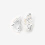 Silver Crystal Pearl Wing Clip On Stud Earrings,