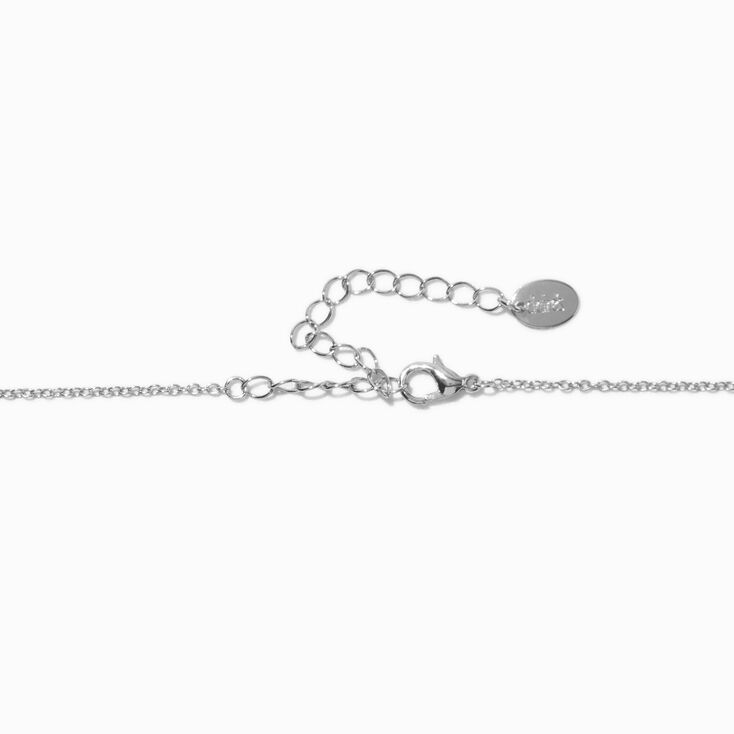 Silver-tone Cubic Zirconia Clover Choker Necklace,