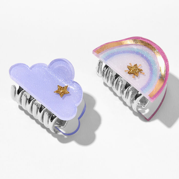 Claire&#39;s Club Glitter Rainbow Cloud Hair Claws &#40;2 pack&#41;,