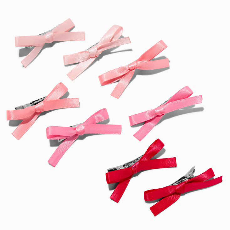 Mini n&oelig;uds pour cheveux roses - Lot de 8,