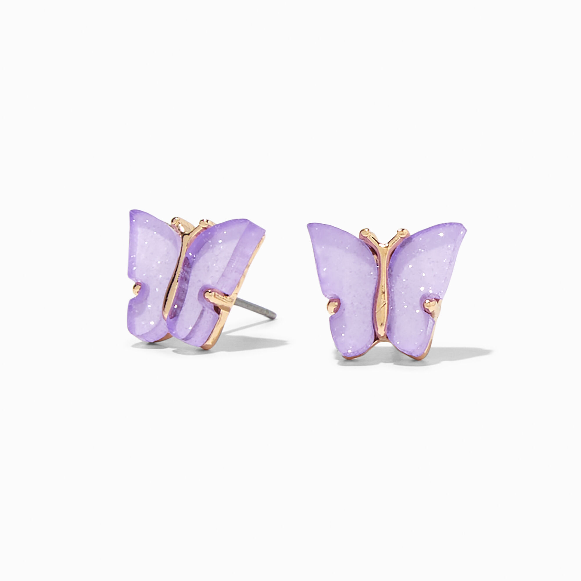 Gold Glitter Butterfly Stud Earrings Purple Claire s US