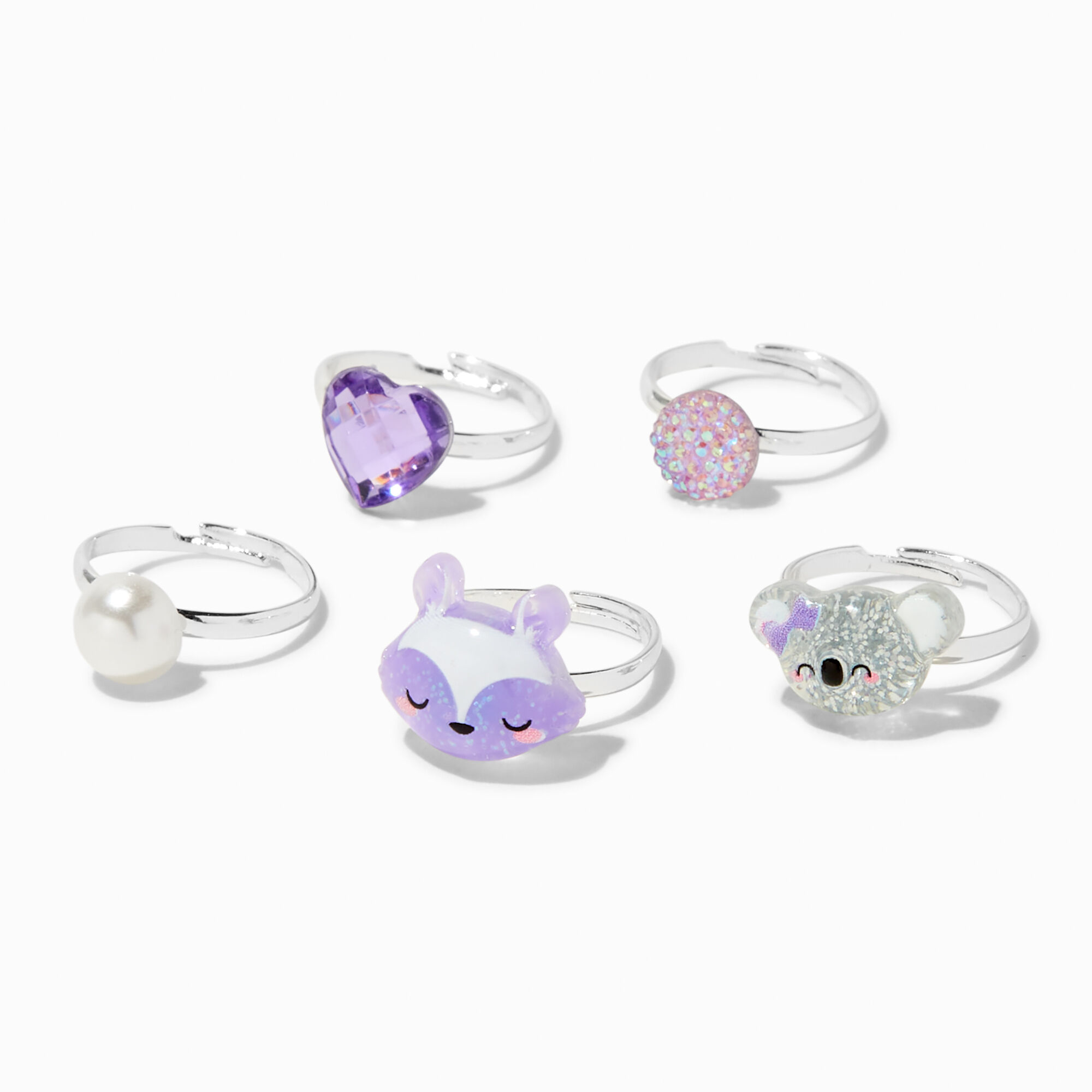 View Claires Club Koala Bear Rings 5 Pack Silver information