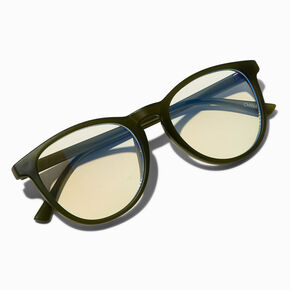 Solar Blue Light Reducing Matte Green Oval Clear Lens Frames,