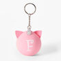 Porte-cl&eacute;s balle anti-stress licorne &agrave; initiale - Rose, F,