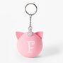 Initial Unicorn Stress Ball Keychain - Pink, F,
