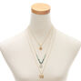 Gold Elephant Multi Strand Necklace - Teal,