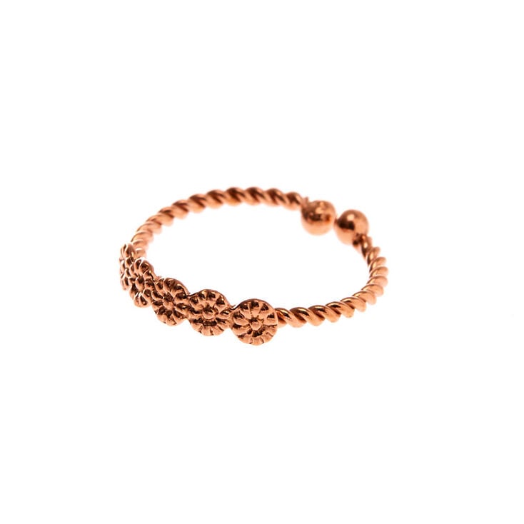 Sterling Silver Rose Gold Faux Twisted Nose Ring,