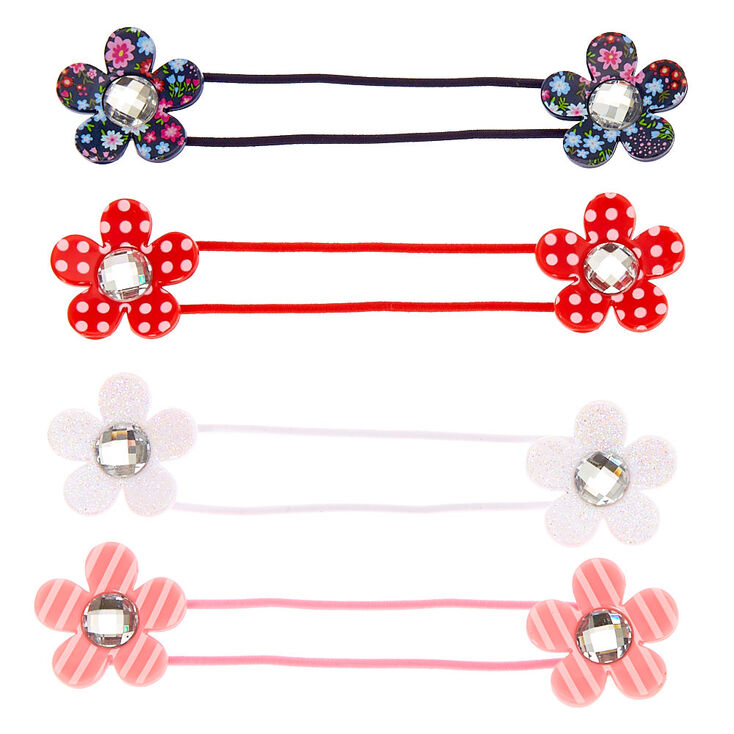 Claire&#39;s Club Floral Gem Hair Ties - 4 Pack,