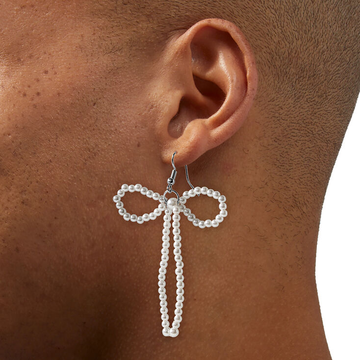 Pendantes 8&nbsp;cm bol perles d&#39;imitation blanches,
