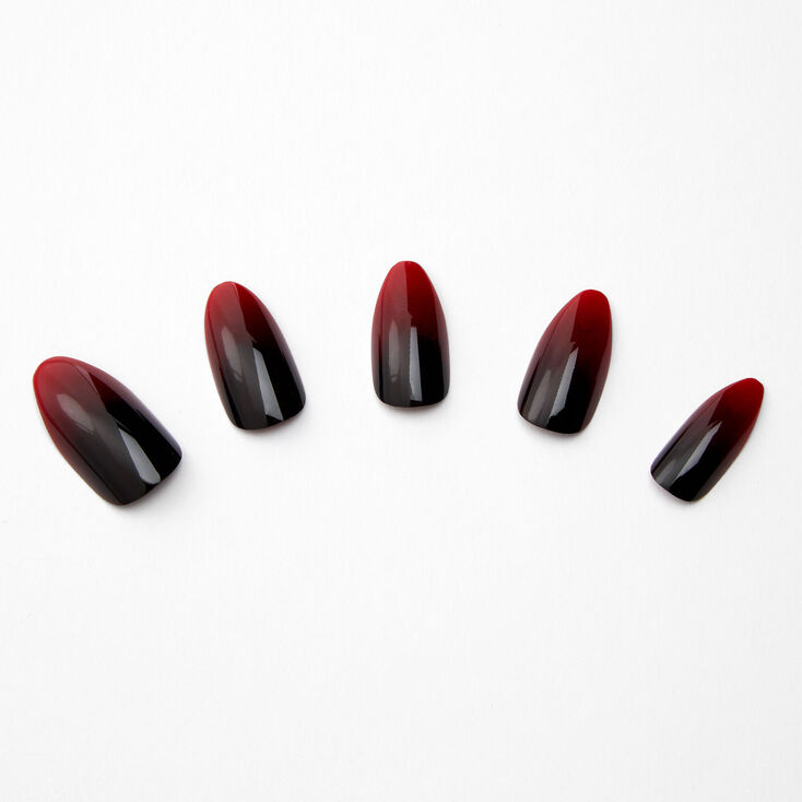 Faux ongles stiletto d&eacute;grad&eacute; rouge et noir - Lot de 24,