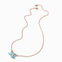 Blue Bubble Initial Heart Pendant Necklace - E,