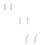 Rose Gold Bar Stud Earrings - 3 Pack,