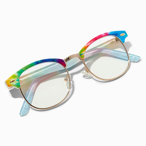 Rainbow Tie Dye Round Clear Lens Frames,