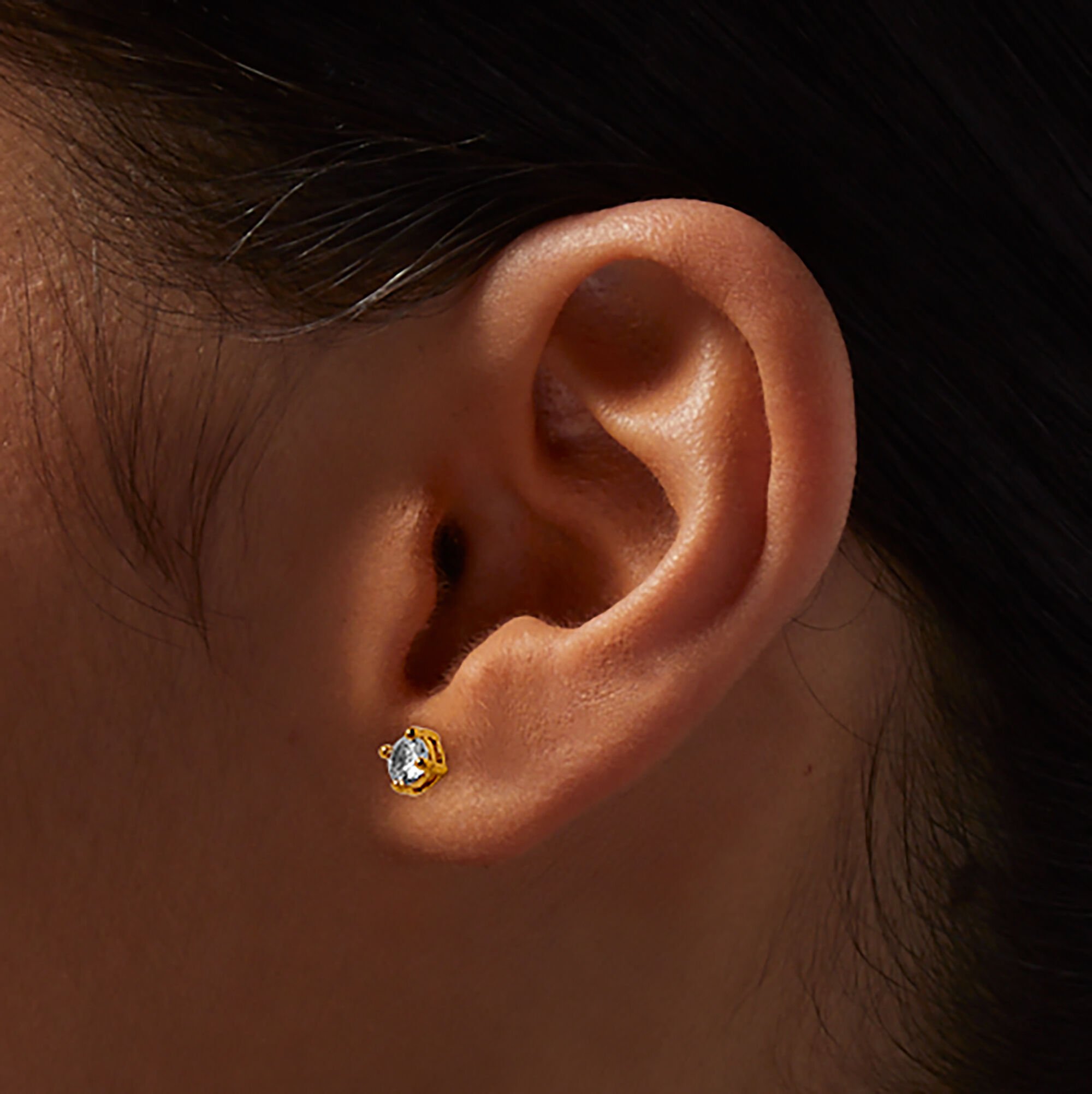 C LUXE by Claire's 18kt Gold Plated Cubic Zirconia 2mm, 3mm, & 4mm Round Stud Earrings - 3 Pack,