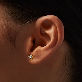 C LUXE by Claire&#39;s 18kt Gold Plated Cubic Zirconia 2mm, 3mm, &amp; 4mm Round Stud Earrings - 3 Pack,
