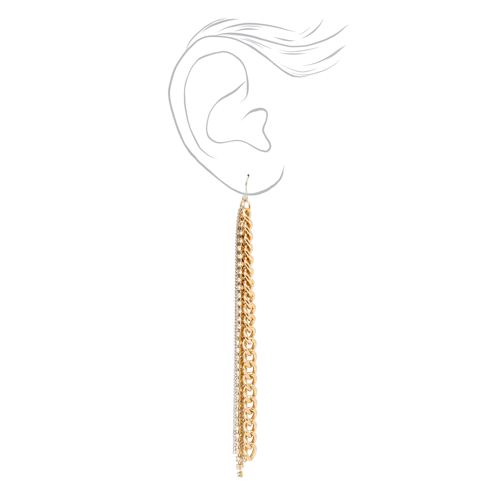 Mixed Metal 4.5" Tassel Chain Drop Earrings,